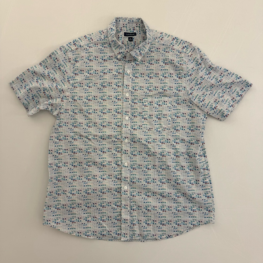 Eyeglass Print Club Room SS XL Men’s Button Shirt Shirt Sleeve Extra Large